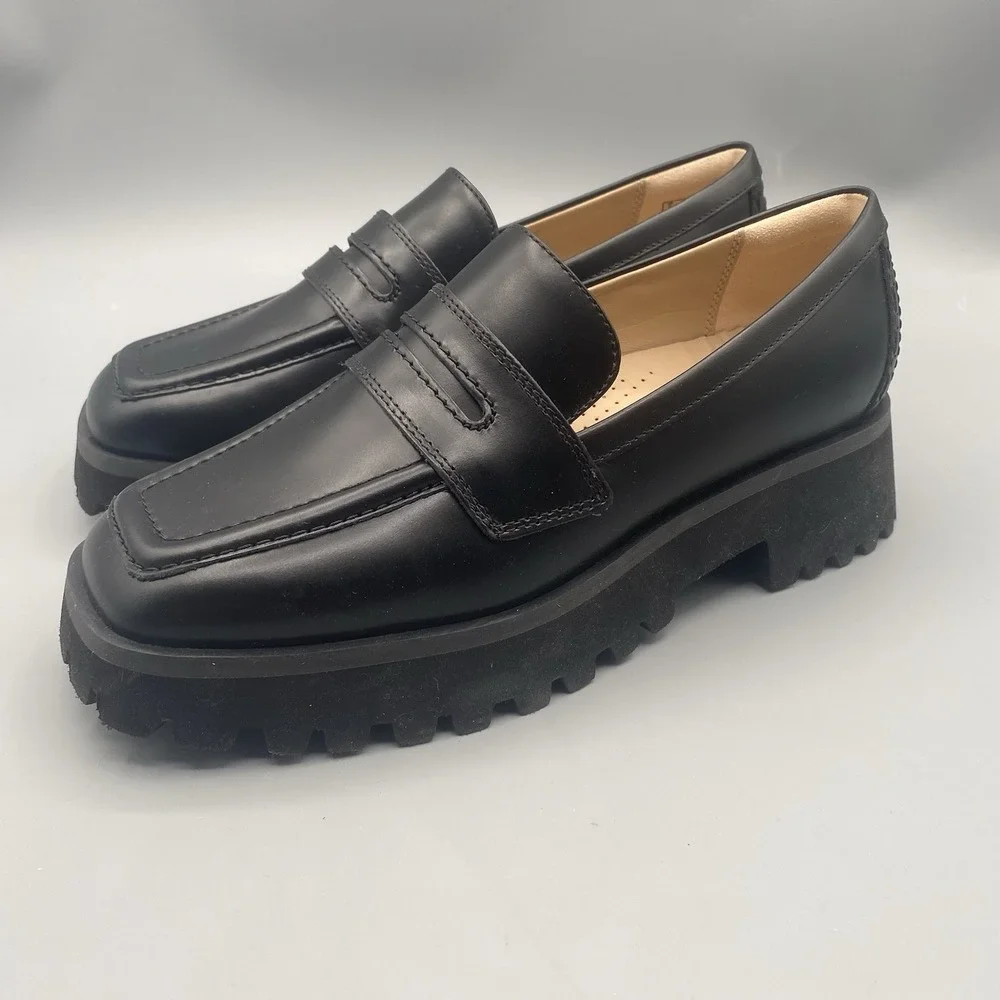 Clark's Signature STAYSO EDGE Black Loafer Slip On Shoes Size 6.5 Chunky Lug